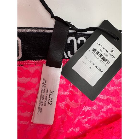 City Chic / CCX Lace Hipster - Neon Coral Color- Plus Size 22 - NWT - Picture 6 of 8